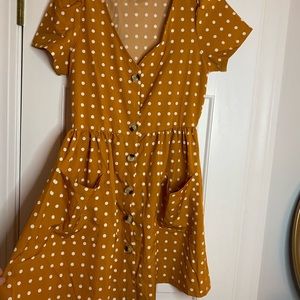 polka dot button up dress